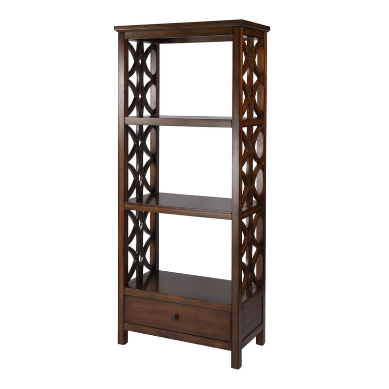 Butler Company Lorena 30"W 3- Tier Etagere Bookcase With Storage Drawer, Medium Brown 5693011 "Special"