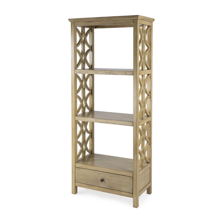 Butler Company Lorena 30"W 3- Tier Etagere Bookcase With Storage Drawer, Beige 5693424 "Special"