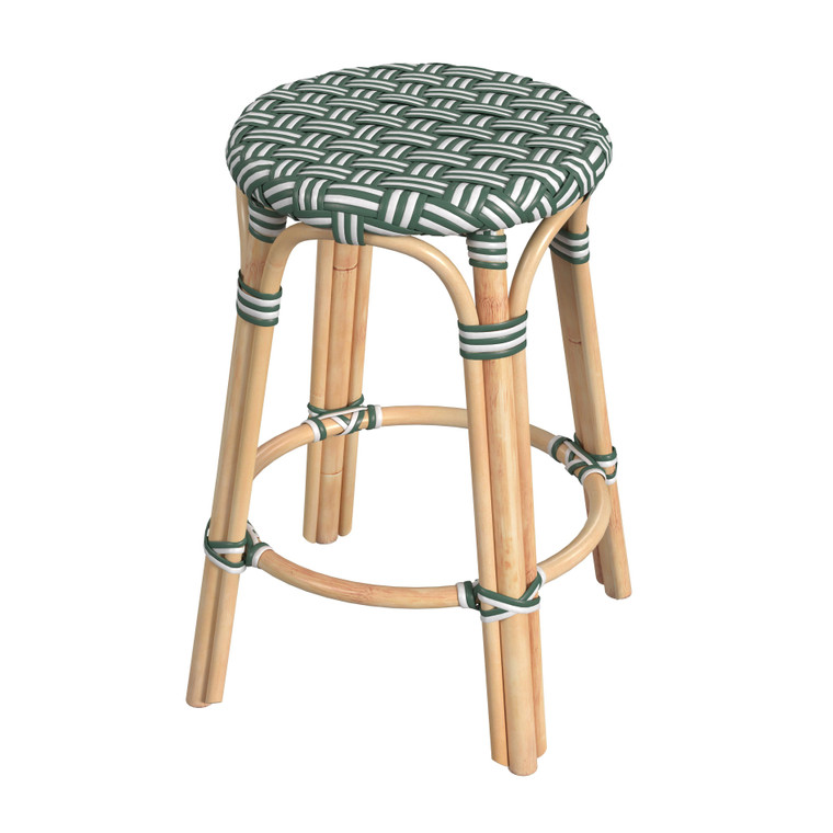 Butler Company Tobias Rattan Round 24" Counter Stool, Green 9371467 "Special"