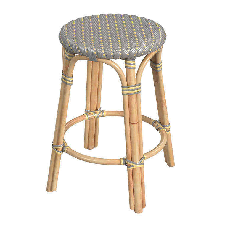 Butler Company Tobias Rattan Round 24" Counter Stool, Yellow 9371468 "Special"