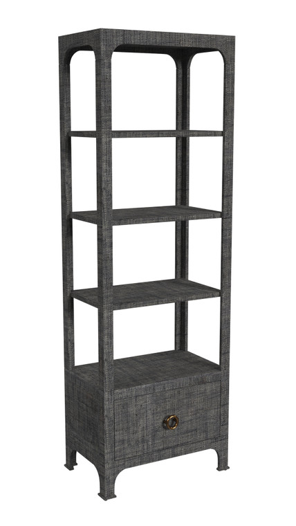 Butler Company Chatham One Drawer 3 Shelf Natural Raffia Etagere Bookcase, Gray 9745420 "Special"