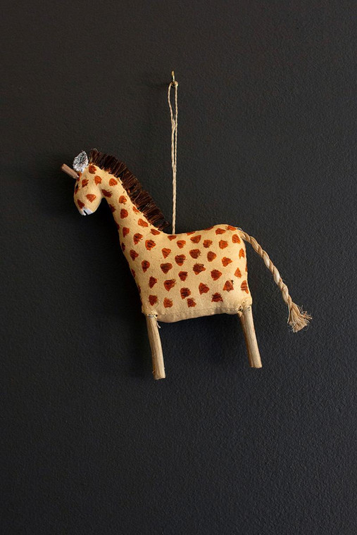 Folk Art Canvas Christmas Ornament - Giraffe (Pack Of 6) PKL1000 By Kalalou