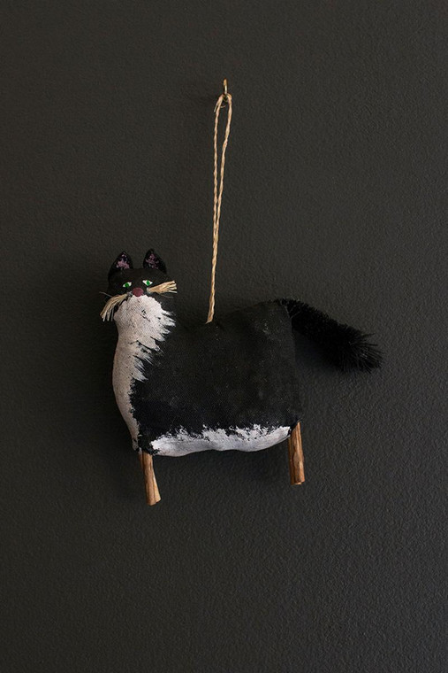 Folk Art Canvas Christmas Ornament - Cat (No Painting) (Pack Of 6) PKL1010 By Kalalou