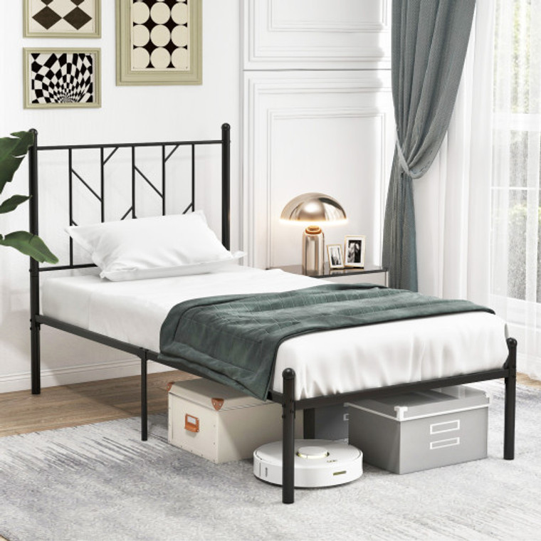 Twin/Full/Queen Size Platform Bed Frame With Sturdy Metal Slat Support-Twin Size HU10489DK-T
