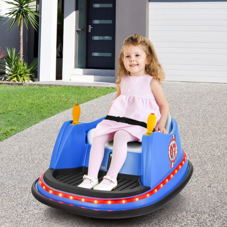12V Electric Kids Ride On Bumper Car With Flashing Lights For Toddlers-Blue TQ10161US-NY