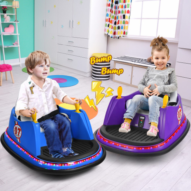 12V Electric Kids Ride On Bumper Car With Flashing Lights For Toddlers-Purple TQ10161US-ZS