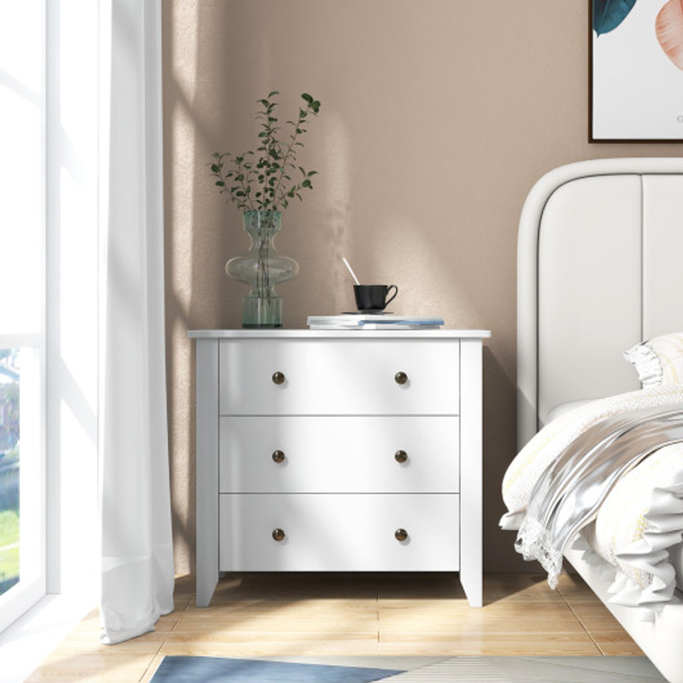 3 Drawer Dresser Chest Of Drawers Bedside Table-White HW65855WH