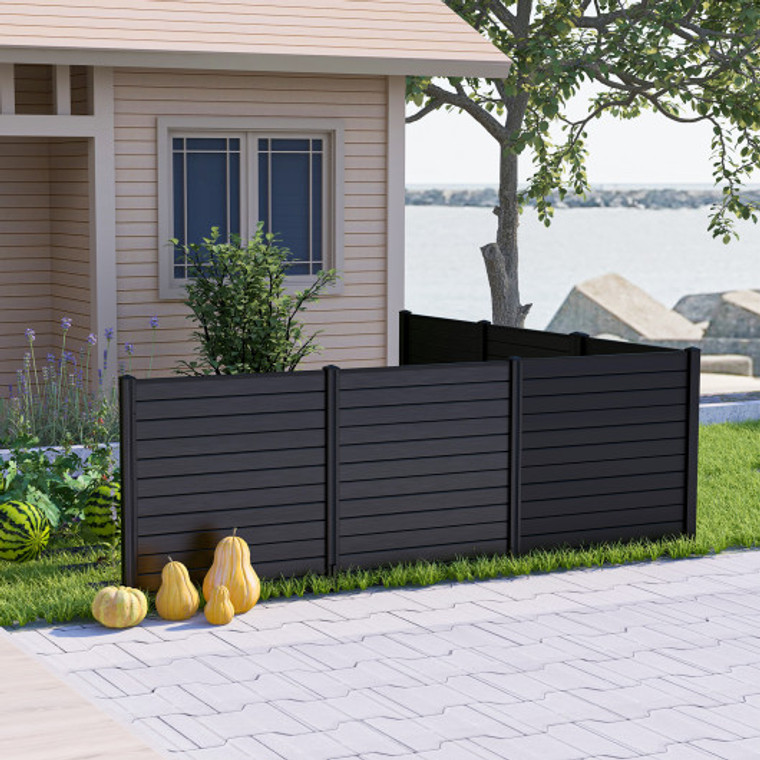 2-Pack Outdoor Picket Fence With 3 Cuspidal Foot Stakes-Black GT3810DK