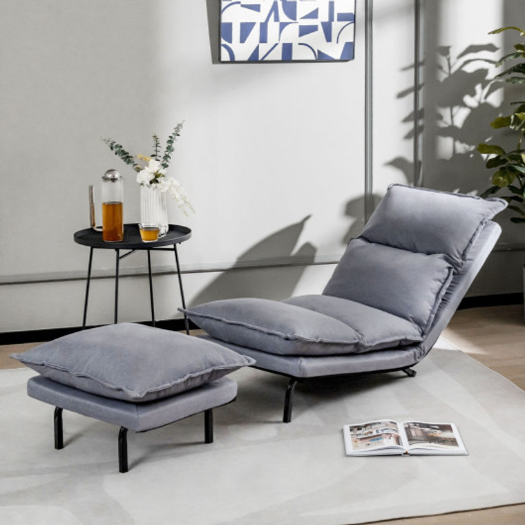 Modern Armless Accent Chair With Ottoman For Living Room-Gray HV10348GR