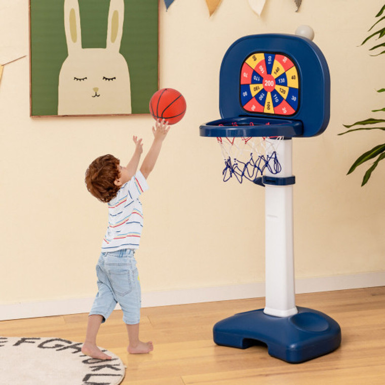 4-In-1 Adjustable Kids Basketball Hoop With Ring Toss Sticky Ball BE10034