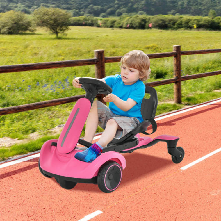 6V Kids Ride On Drift Car With 360° Spin And 2 Adjustable Heights-Pink TQ10177US-PI