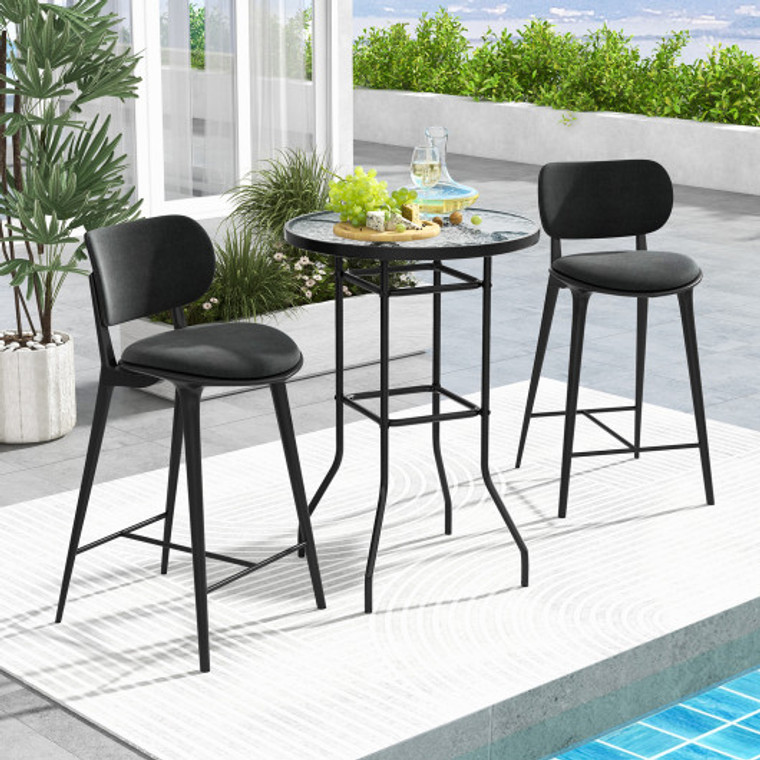 38 Inch Patio Bar Table With Tempered Glass Tabletop NP11337