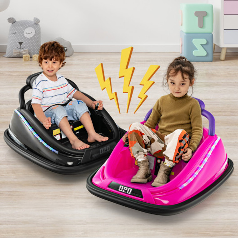 12V Kids Bumper Car Ride On Toy With Remote Control And 360 Degree Spin Rotation-Black TQ10125US-DK