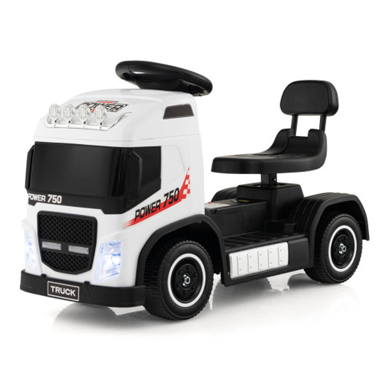 6V Kids Electric Ride-On Truck With Height Adjustable Seat-White TQ10179US-WH