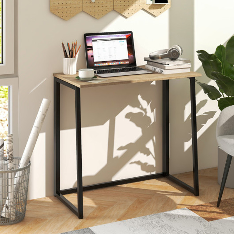 31 Inch Space-Saving Folding Computer Desk For Home Office-Natural CB10147NA