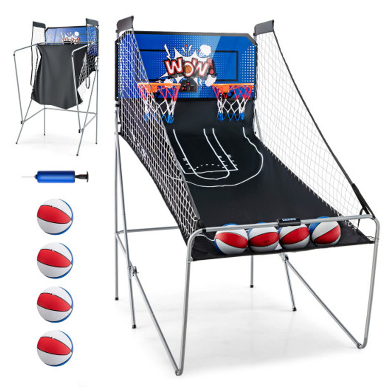 Dual Shot Basketball Arcade Game With 8 Game Modes And 4 Balls-Blue SP38115BL