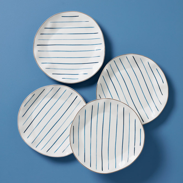 Lenox Blue Bay Dinnerware Dinner Plates Stripes (Set Of 4) 895695