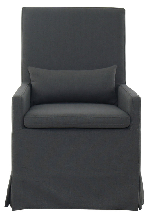 SND11-CST-C44 Sandspur Beach Arm Dining Chair - With Casters - Charcoal Grey