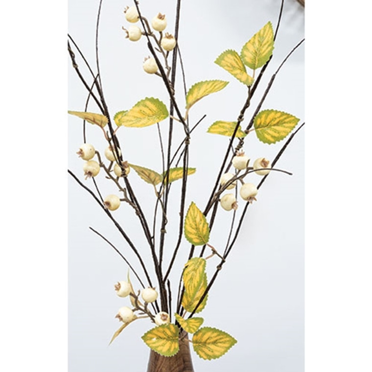 Golden Wave Leaves & Berry Branch 35" FSR5032G By CWI Gifts
