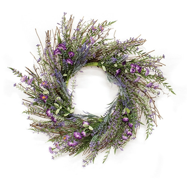 Lilac & Lavender Blossoms Twig Wreath FSR51630 By CWI Gifts