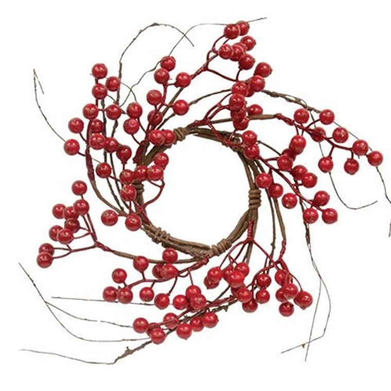 Red Ash Berry & Twig Candle Ring FT30813 By CWI Gifts