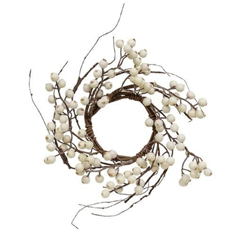 White Snowberry & Twig Candle Ring FT30823 By CWI Gifts