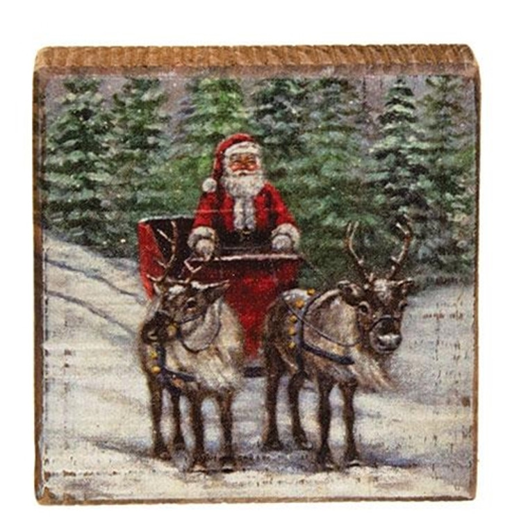 Vintage Santa & His Sleigh Block G116270 By CWI Gifts