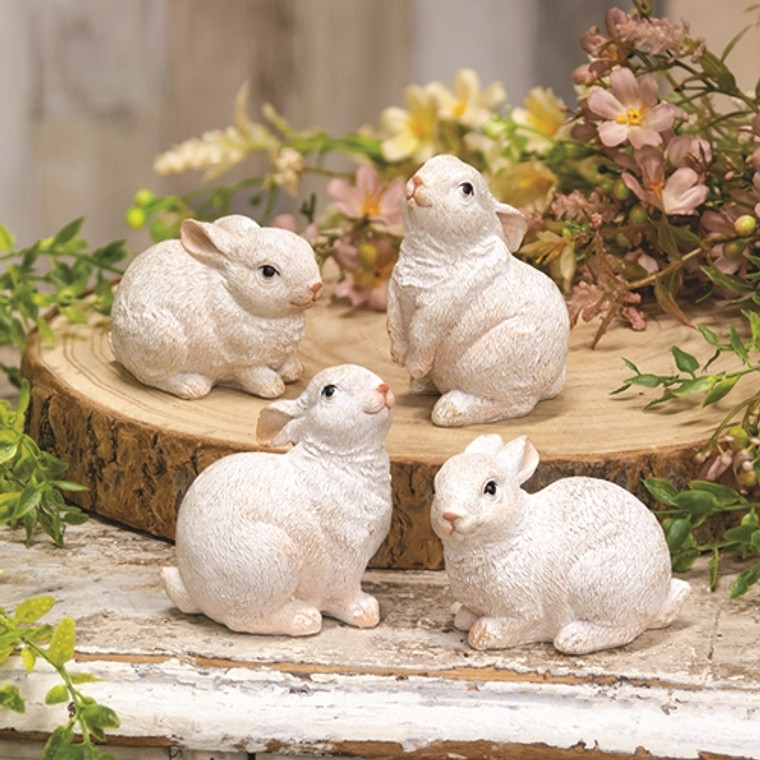 White Resin Bunny 4 Assorted (Pack Of 4) G13172 By CWI Gifts