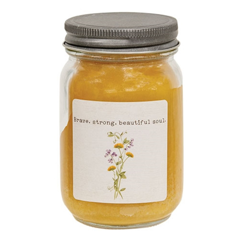 Brave Strong Beautiful Soul Dandelion & Sweet Grass Pint Jar Candle G20352 By CWI Gifts