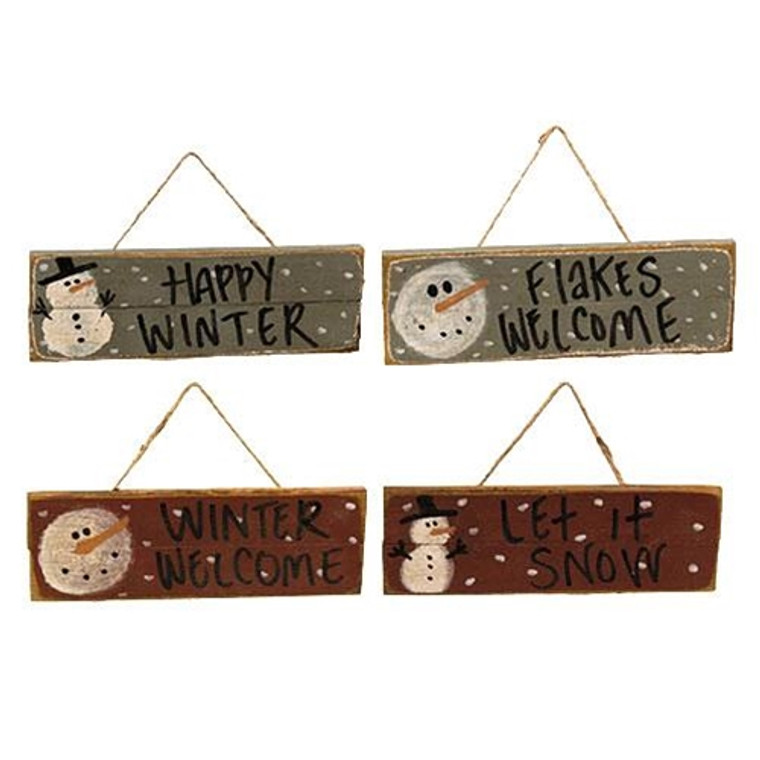 Flakey Snowman Sayings Sign 4 Assorted (Pack Of 4) G23417 By CWI Gifts