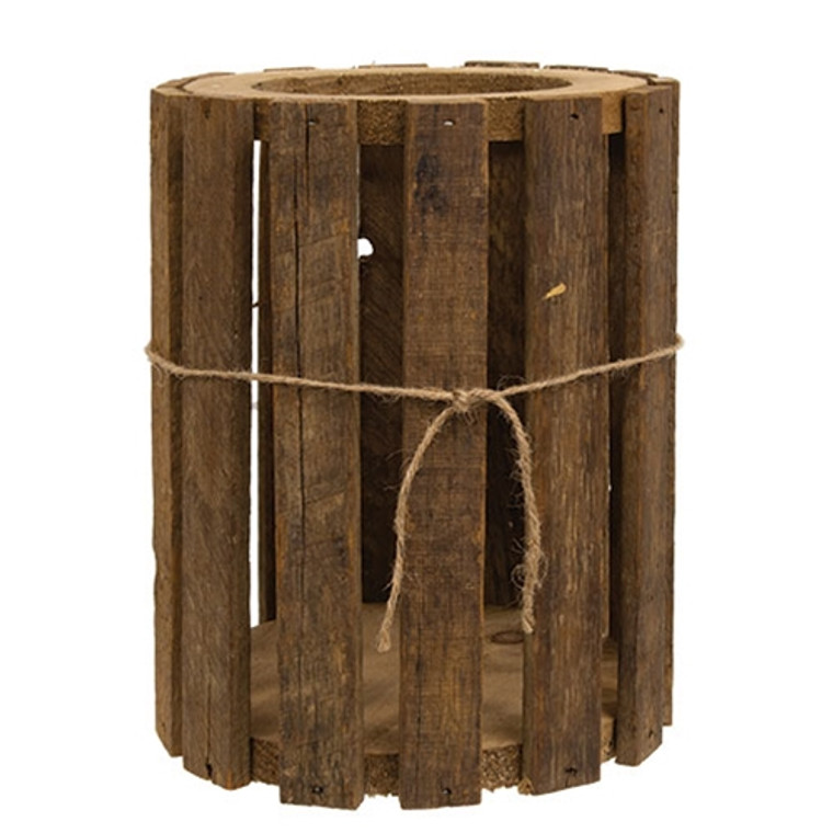 Natural Lath Round Lantern Small G24143 By CWI Gifts
