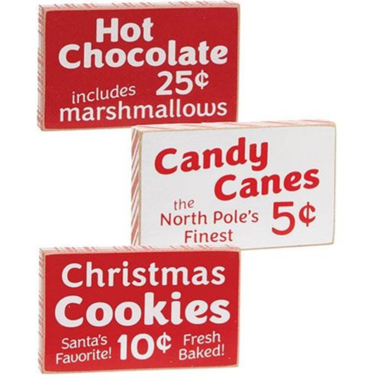 Candy Canes Hot Chocolate Or Cookies Block 3 Assorted (Pack Of 3) G37237 By CWI Gifts