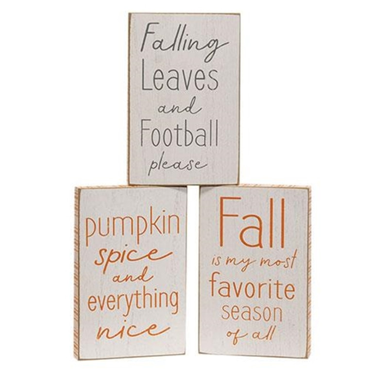 Fall Is My Favorite Season Distressed Wooden Block 3 Assorted (Pack Of 3) G37280 By CWI Gifts