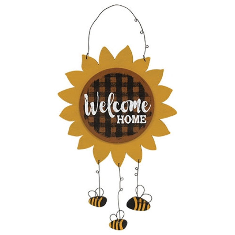 "Welcome Home" Sunflower & Bees Hanger G37616 By CWI Gifts