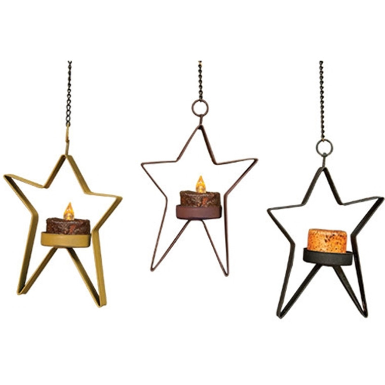 Hanging Whimsical Tealight Star - 3 Assorted (Pack Of 3) G46255 By CWI Gifts