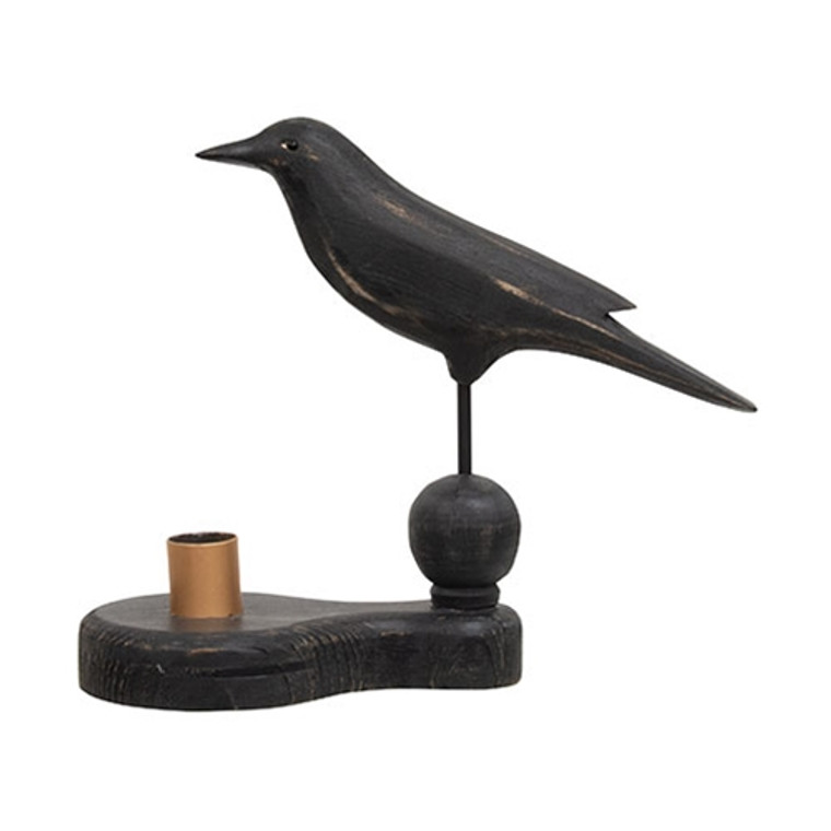 Wooden Crow Pedestal With Taper Holder G91158 By CWI Gifts