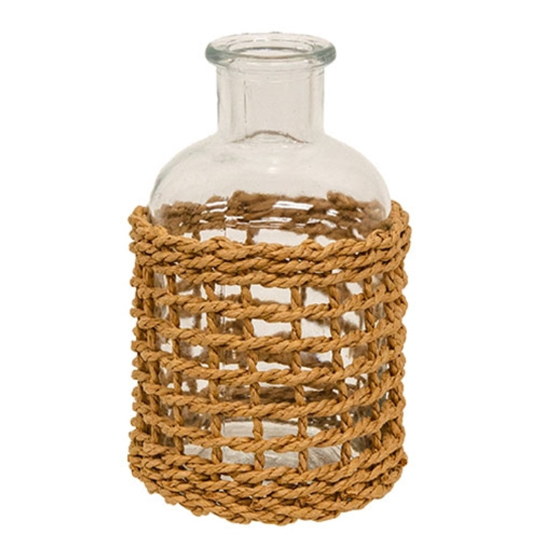 Glass Bottle In Seagrass Woven Sleeve GAQ41320 By CWI Gifts