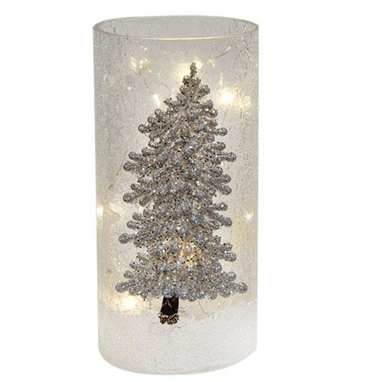Silver Tree Pillar With Led String Lights GCHD892 By CWI Gifts