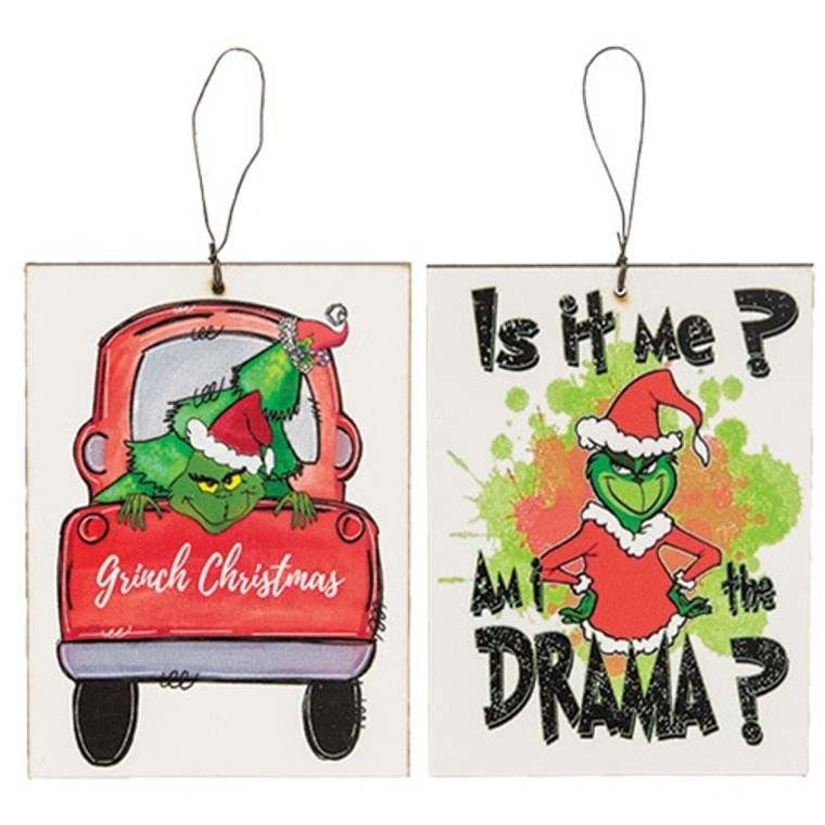 Grinch Christmas Ornament 2 Assorted (Pack Of 2) GFP018 By CWI Gifts