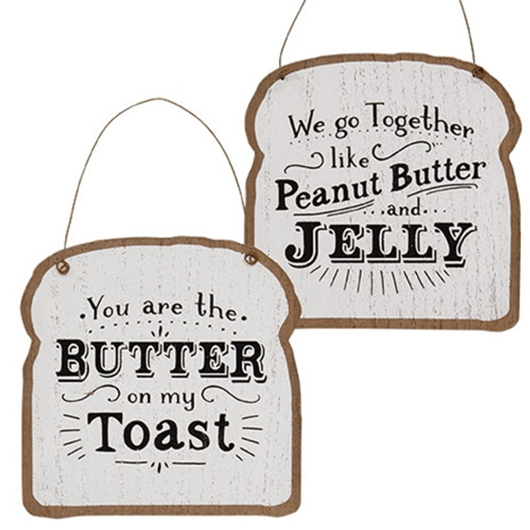 Butter On My Toast Hanger 2 Assorted (Pack Of 2) GH37774 By CWI Gifts