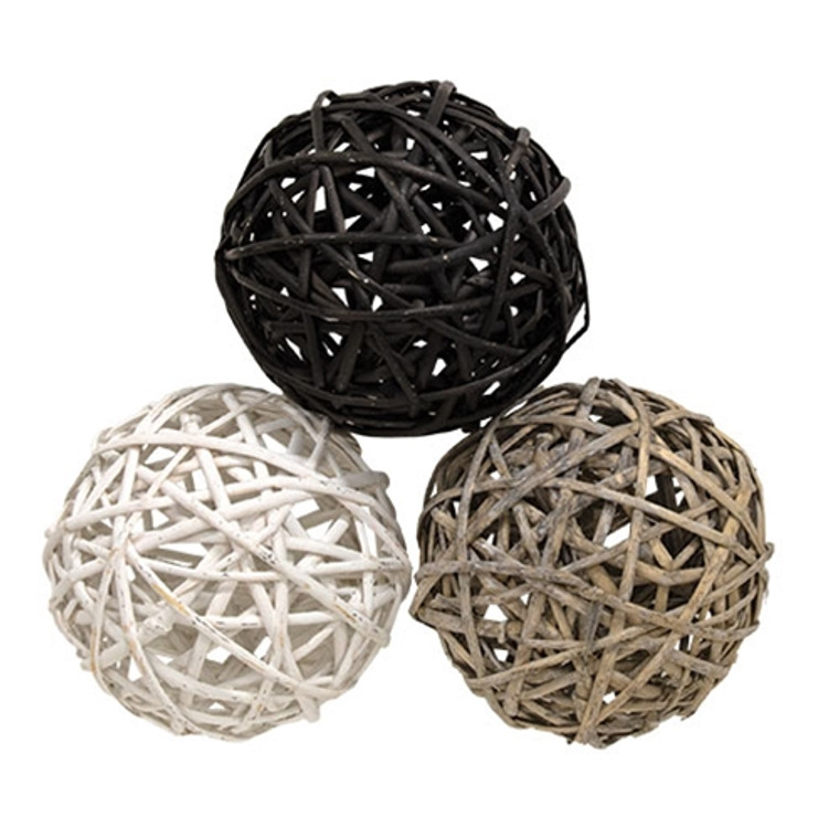 Farmhouse Colors Willow Ball 3 Assorted 6" (Pack Of 3) GHAC2403 By CWI Gifts