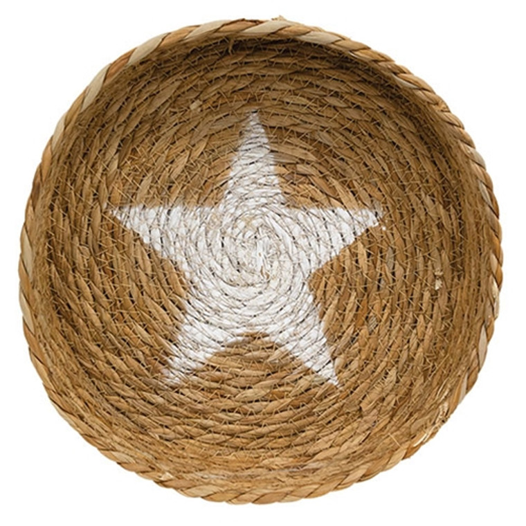 Natural Jute Candle Tray With Star GHAC2416 By CWI Gifts