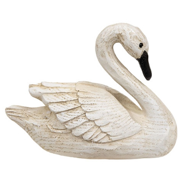 Distressed Resin Carved Look Swan GJX123W By CWI Gifts