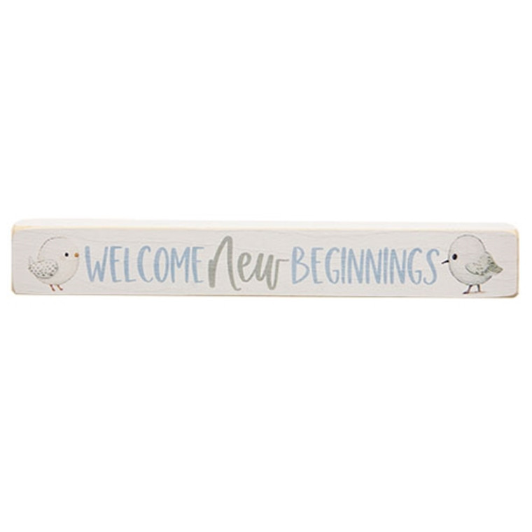 Welcome New Beginnings Painted Wood Block 12" GPR8003 By CWI Gifts