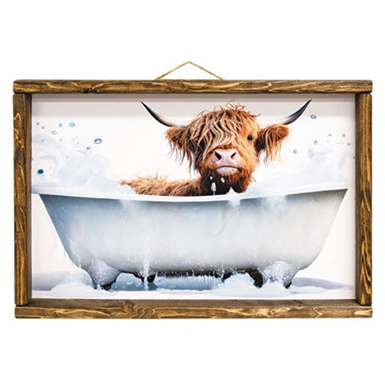 Highland Cow In Tub Framed Print 12X18 GPRT27 By CWI Gifts