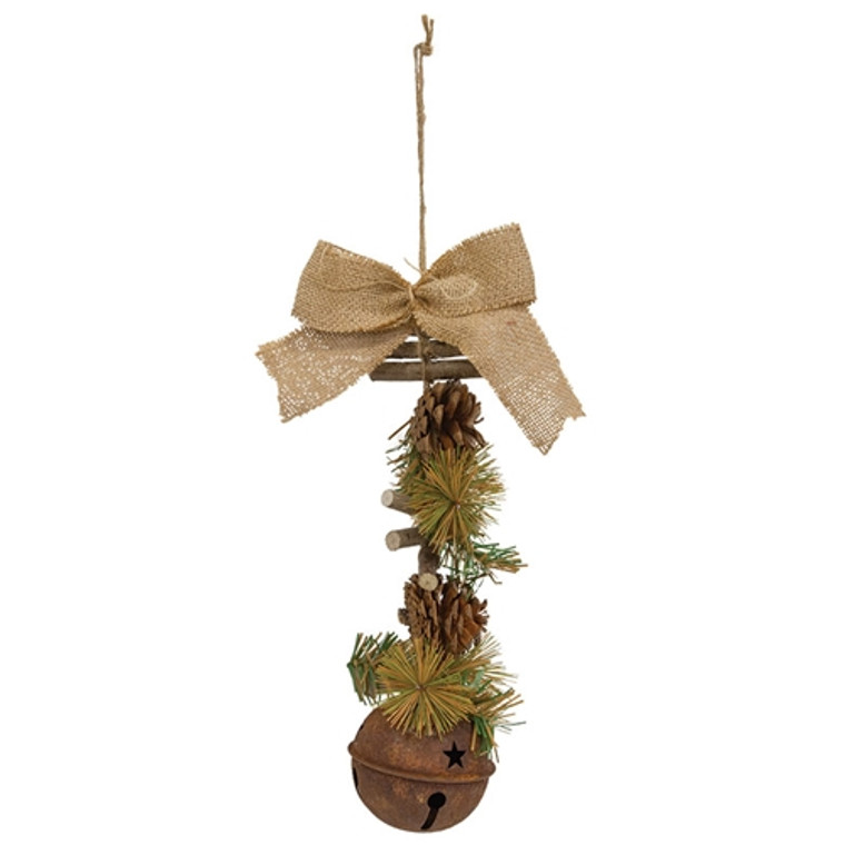 Rustic Pine & Bell Ornament GRJA5185 By CWI Gifts