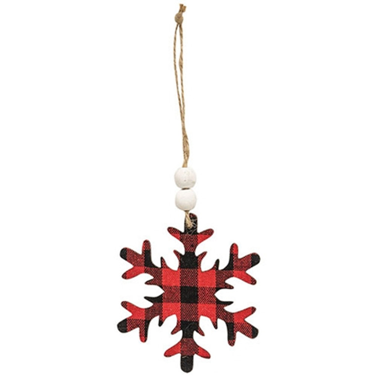 Red & Black Buffalo Check Snowflake Beaded Ornament GSHN4224 By CWI Gifts