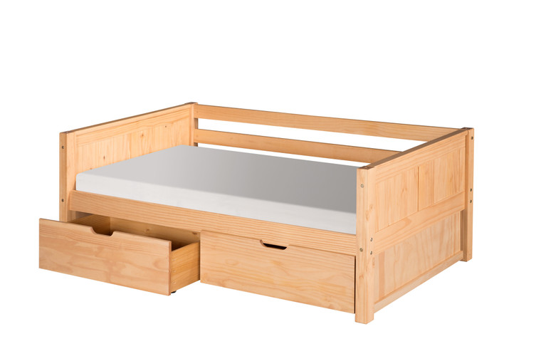 Camaflexi Day Bed w/ Drawers -Panel Headboard -Natural Finish C221_DR