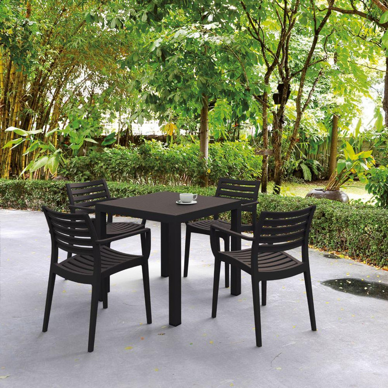 Artemis Resin Square Dining Set With 4 Arm Chairs Brown ISP1642S-BRW