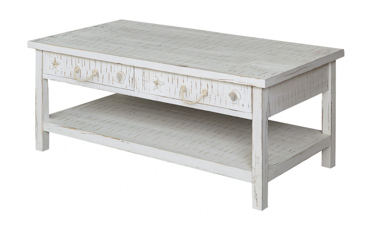 Crestview Seaside White Coastal Cocktail Table CVFZR1522